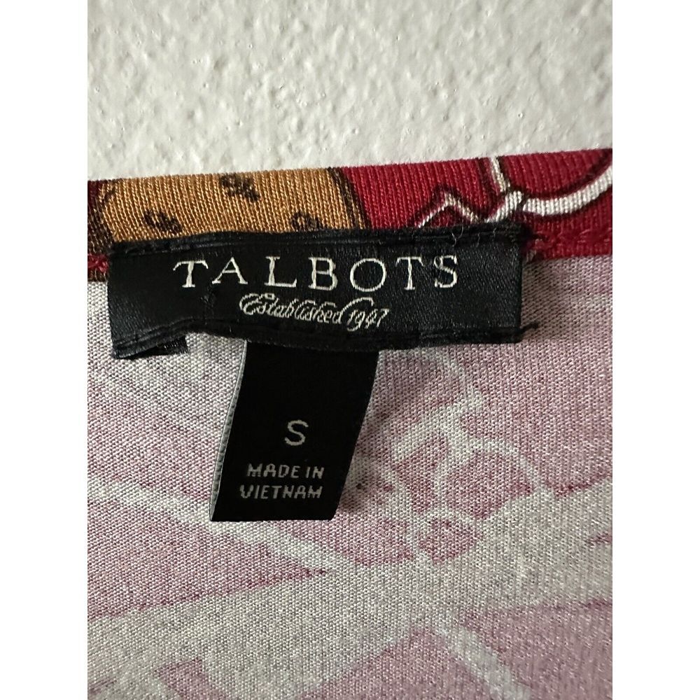 Talbots Top Womens S Equestrian Pattern Stirrups Bits  3/4 Sleeve Red - Picture 4 of 4